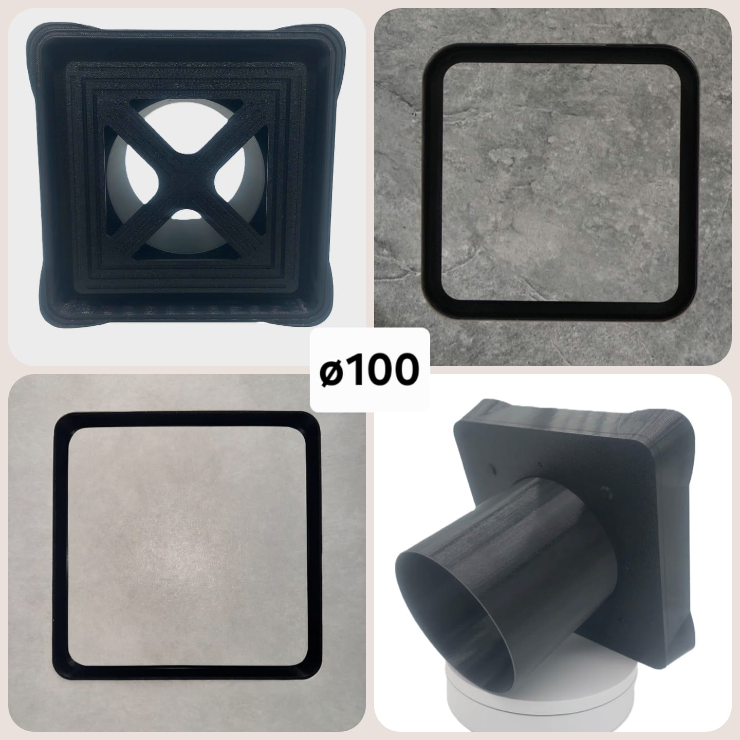 Hidden ventilation, ventilation grille under tiles Ø 100 mm