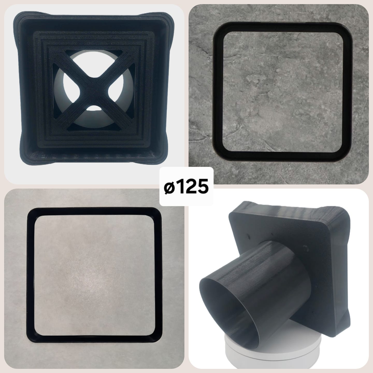 Hidden ventilation, ventilation grille under tiles Ø 125 mm