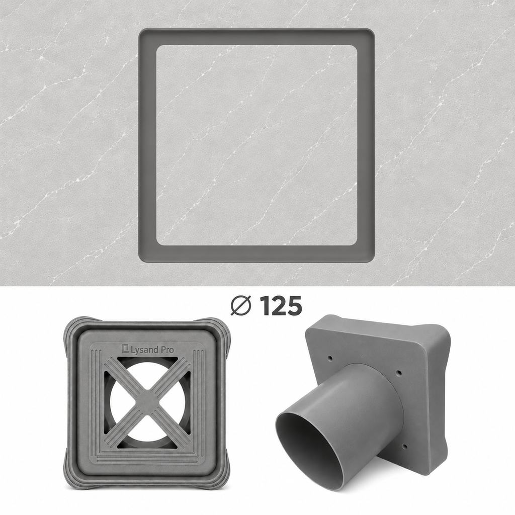 Verdeckte Lüftung, Lüftungsgitter Ø 125 mm, grau