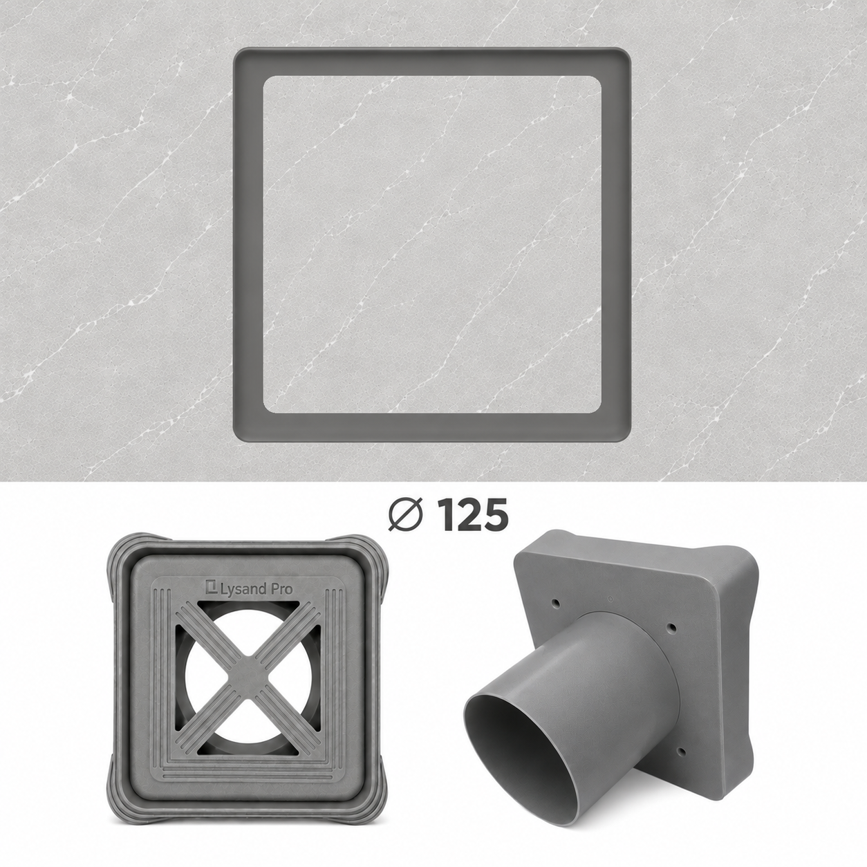 Verdeckte Lüftung, Lüftungsgitter Ø 125 mm, grau