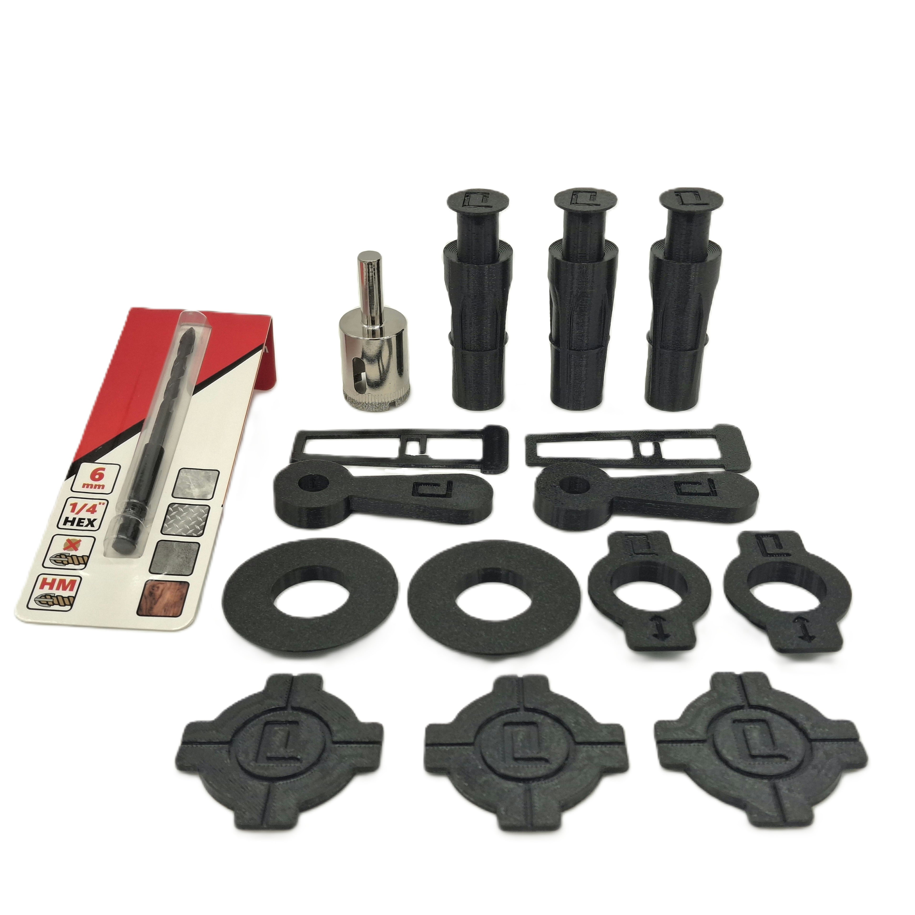 Hidden tile hangers, set: 3 pieces + tools