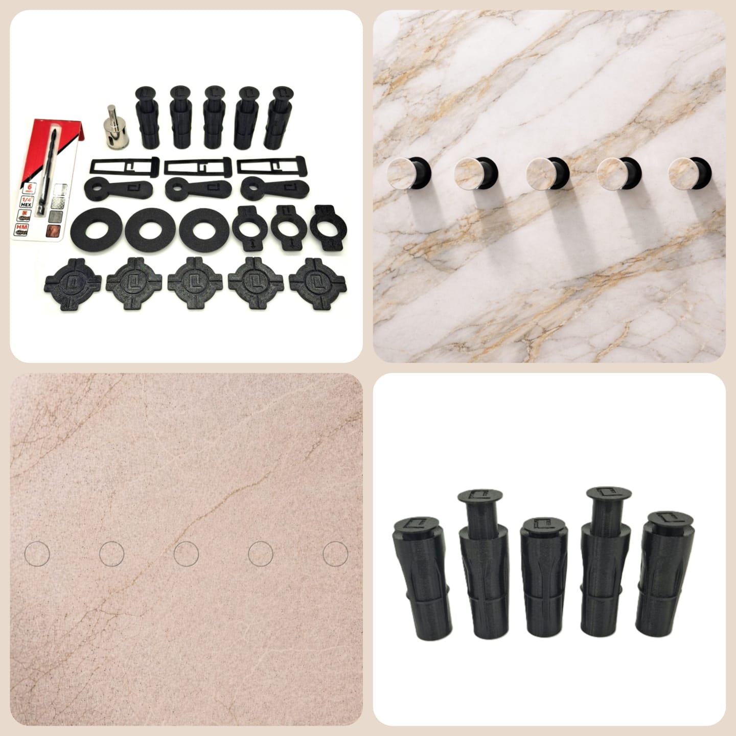 Concealed Hanger, Towel Holder, 5-piece Set + Tools