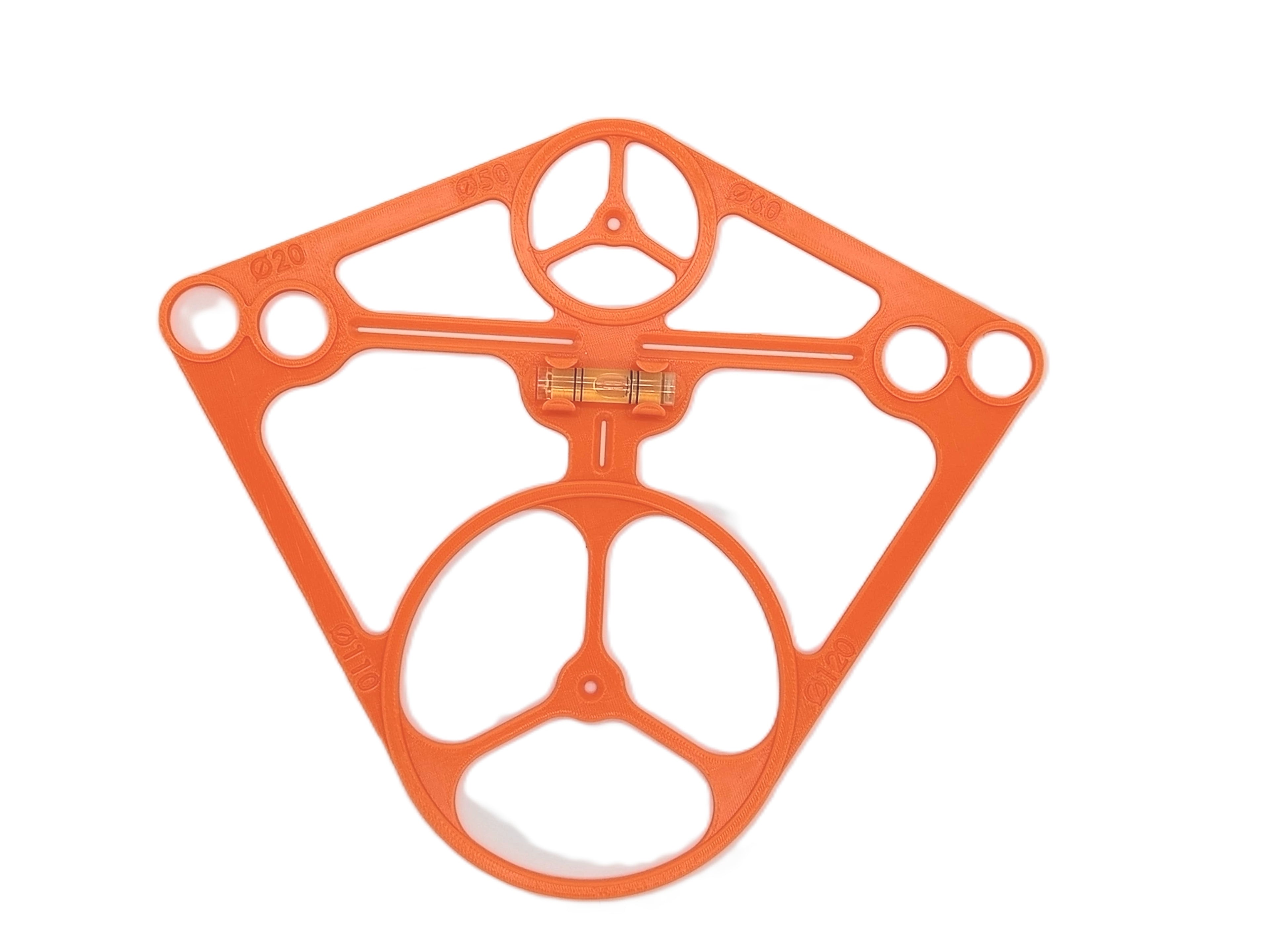 Szablon, wzornik otworów z poziomicą  do stelaża WC Geberit