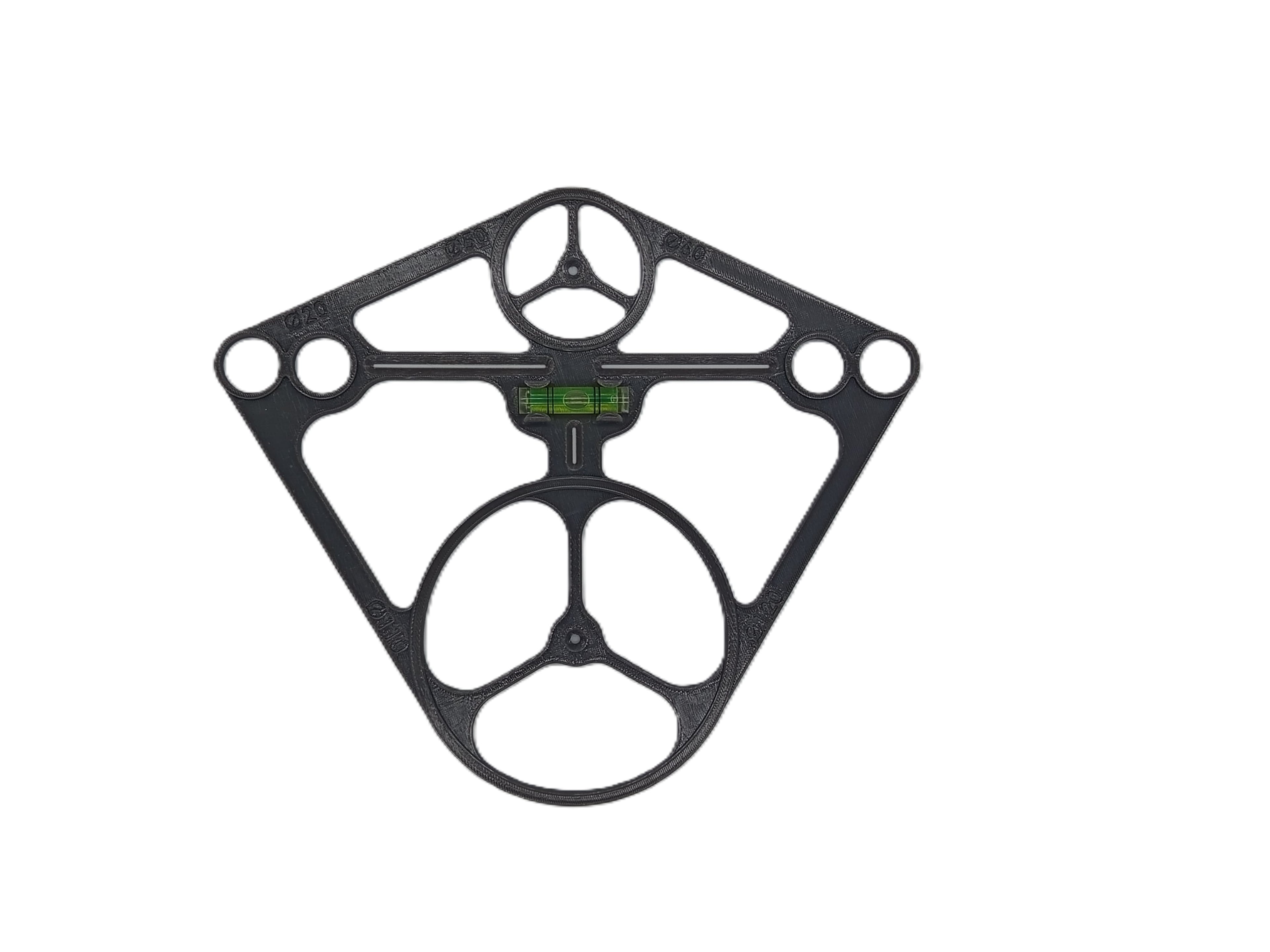 Szablon, wzornik otworów z poziomicą  do stelaża WC Geberit