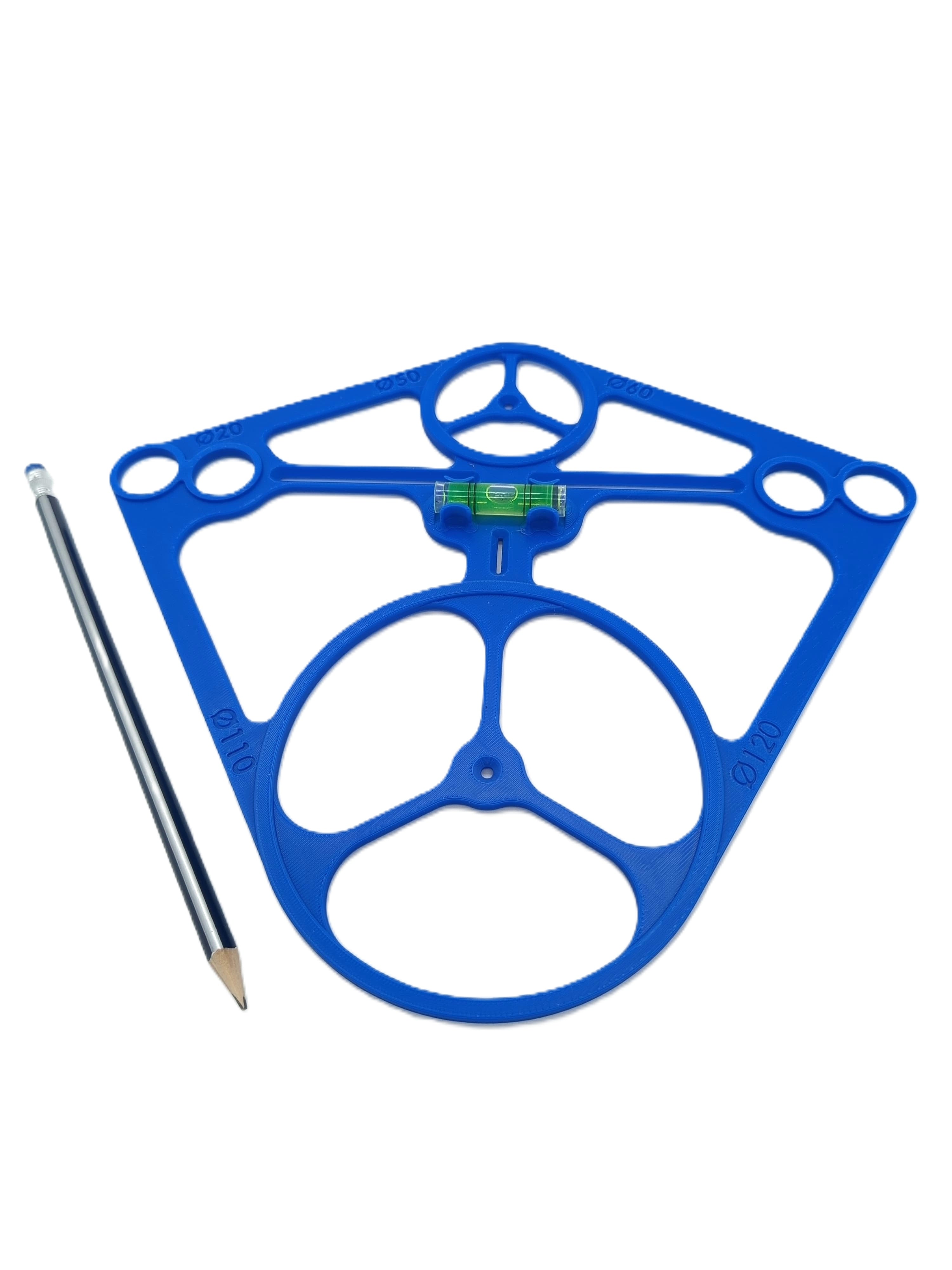 Szablon, wzornik otworów z poziomicą  do stelaża WC Geberit