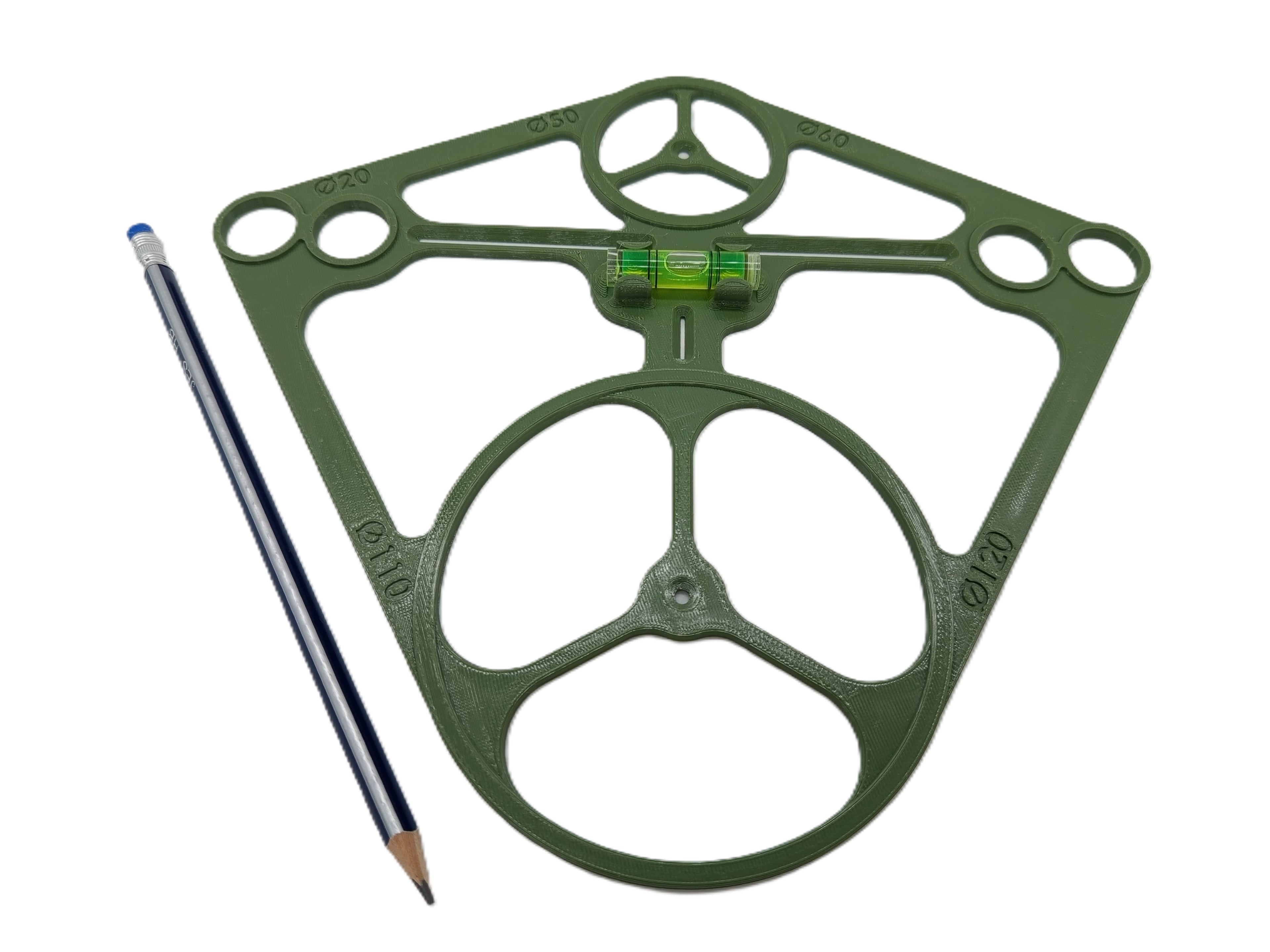 Szablon, wzornik otworów z poziomicą  do stelaża WC Geberit