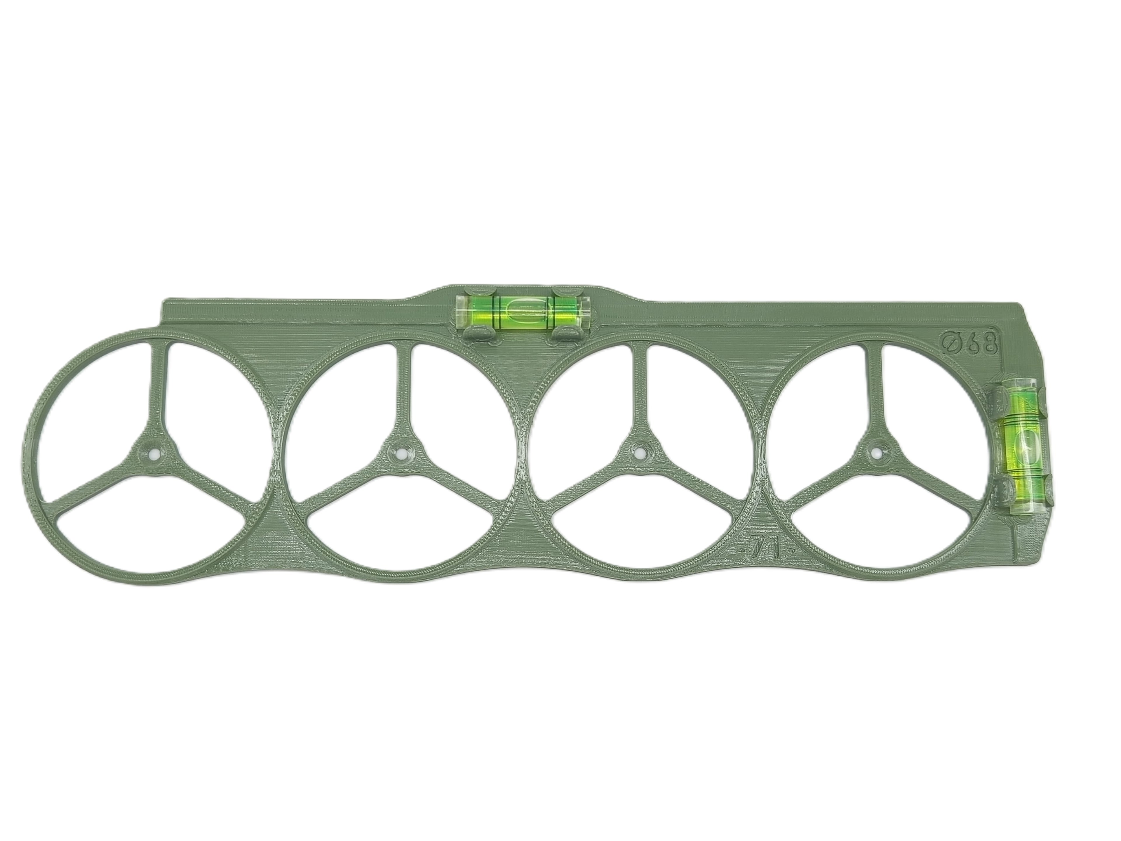 Szablony z poziomicami do wymiarowania otworów puszek elektrycznych / gniazdek Ø68 mm, 3 szt.