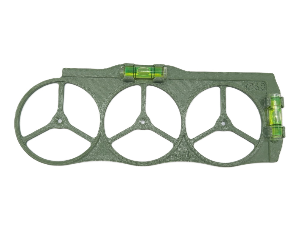 Szablony z poziomicami do wymiarowania otworów puszek elektrycznych / gniazdek Ø68 mm, 3 szt.