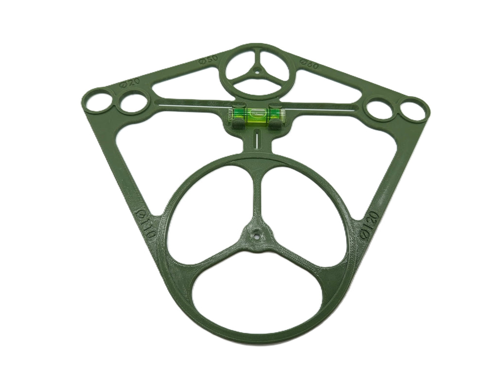 Szablon, wzornik otworów z poziomicą  do stelaża WC Geberit