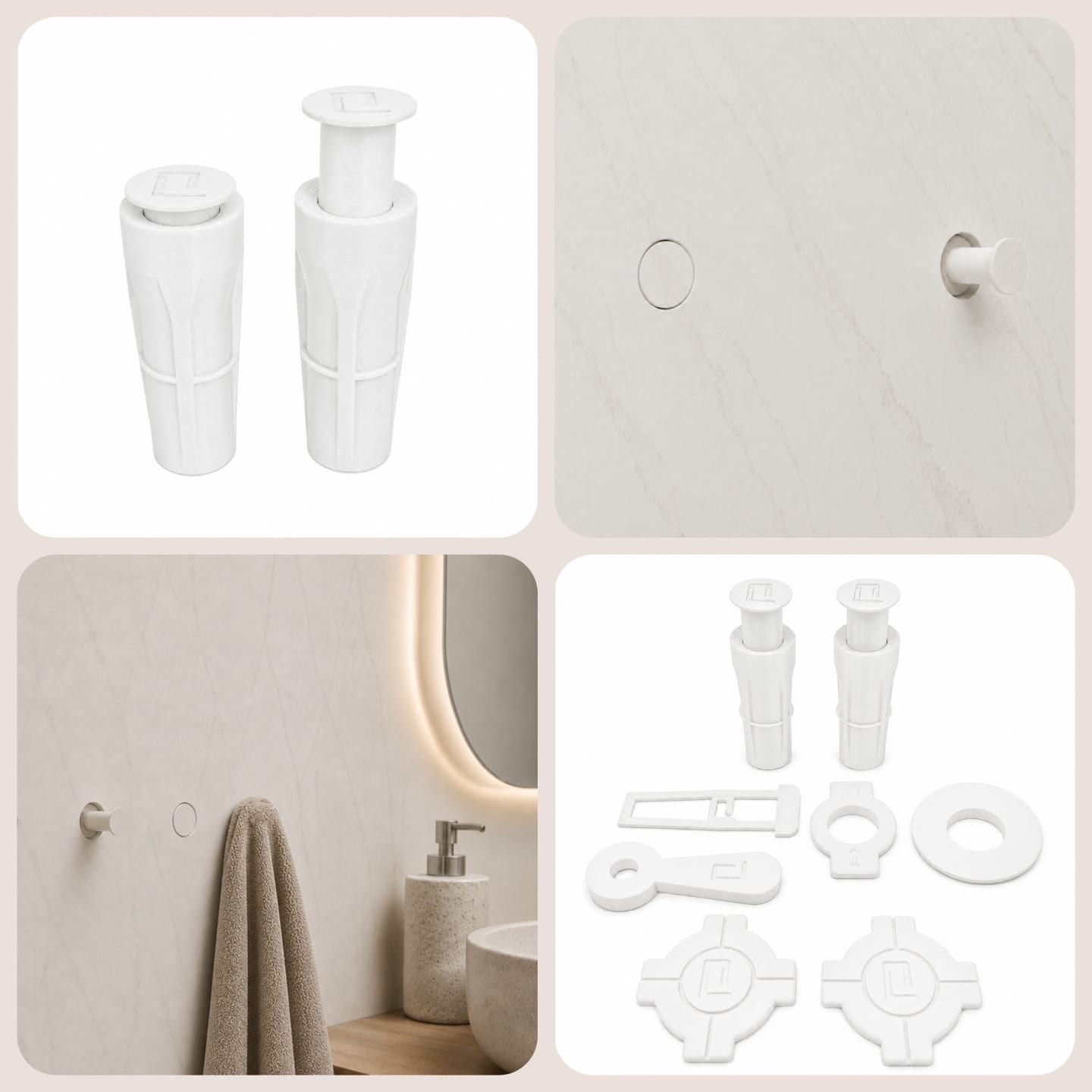 Hidden tile hangers, set: 3 pieces + tools