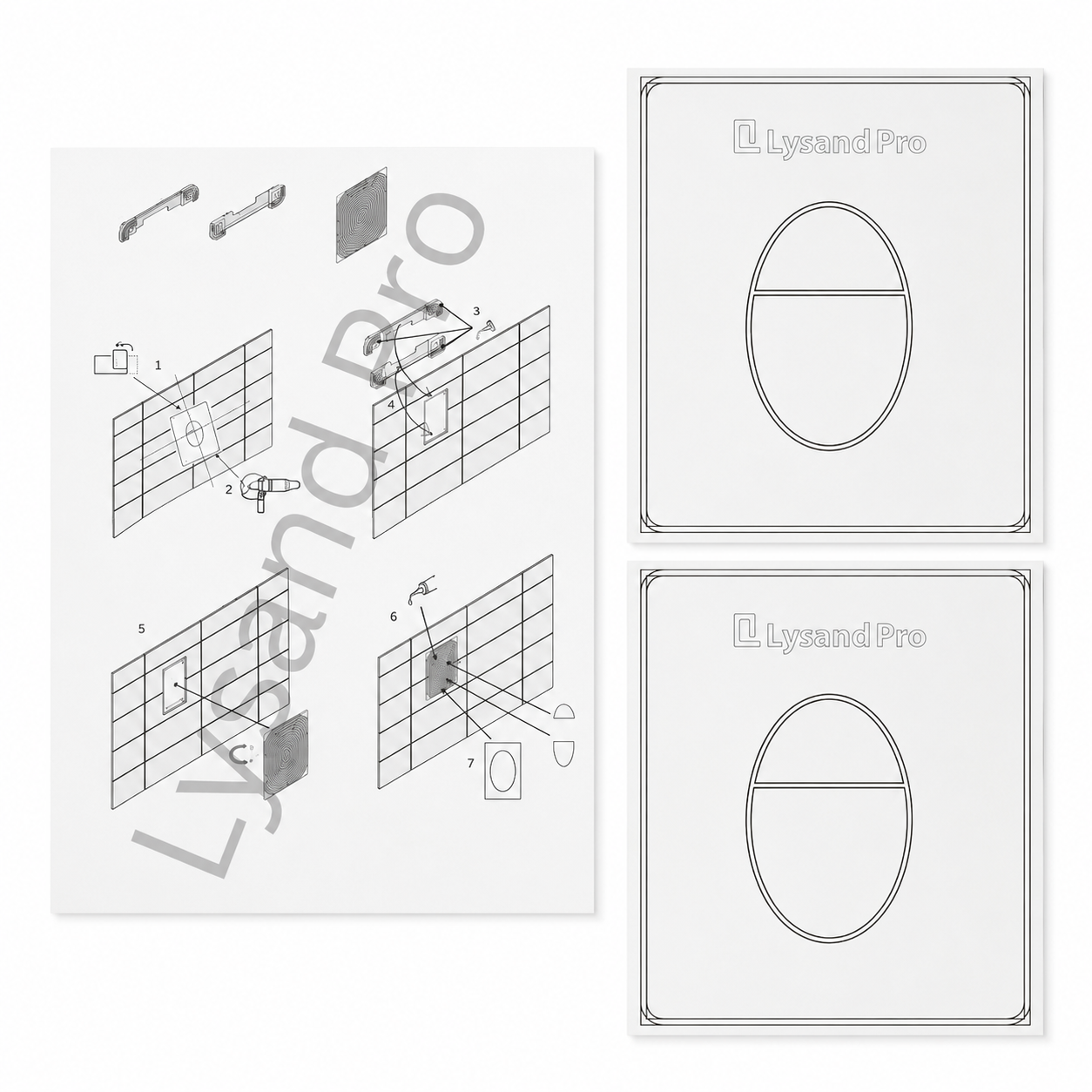 Verdeckte WC-Betätigungsplatte pneumatisch für Grohe Skate Air Spülkästen, schwarz